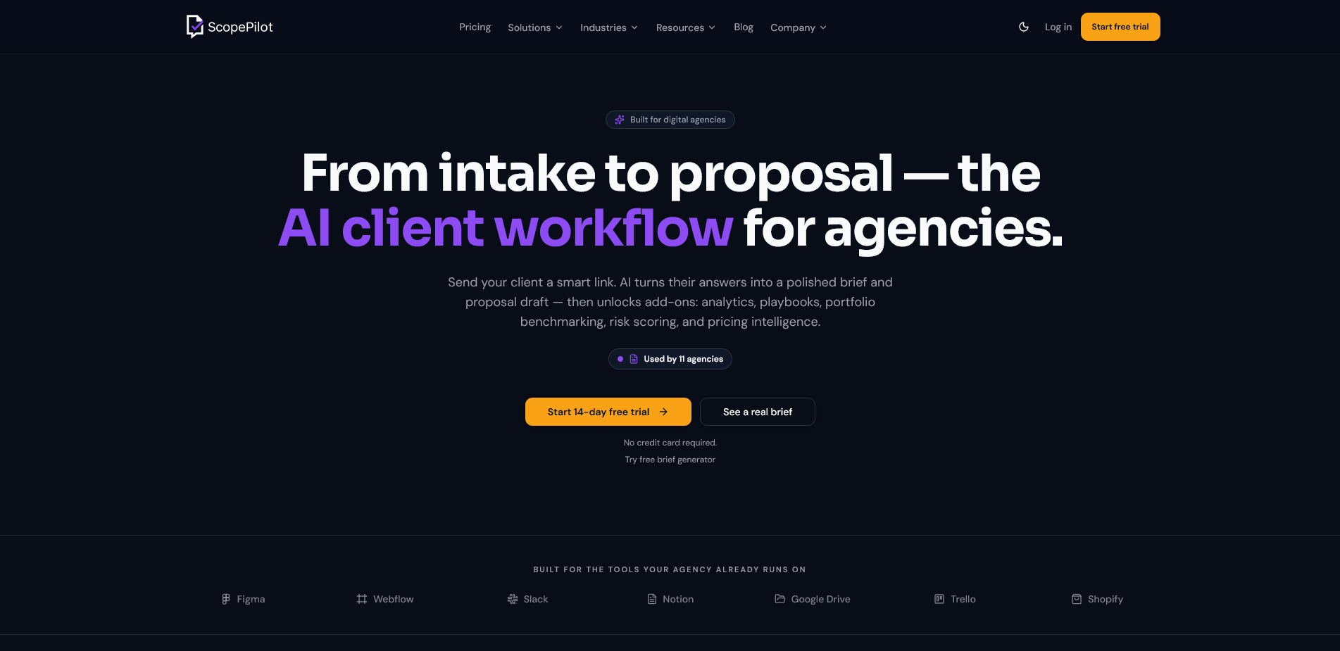 ScopePilot AI-powered client intake and proposal platform