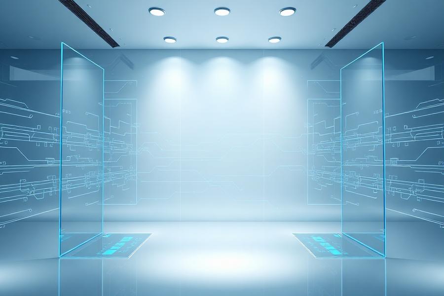 Clean glass interface environment representing Vector Suite application architecture